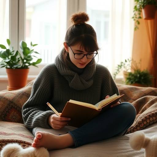 A person journaling in a cozy environment.
