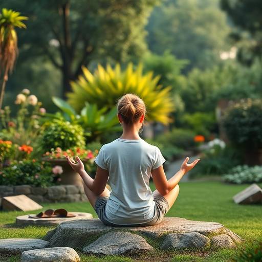 A person meditating in a serene garden, representing mental wellness.