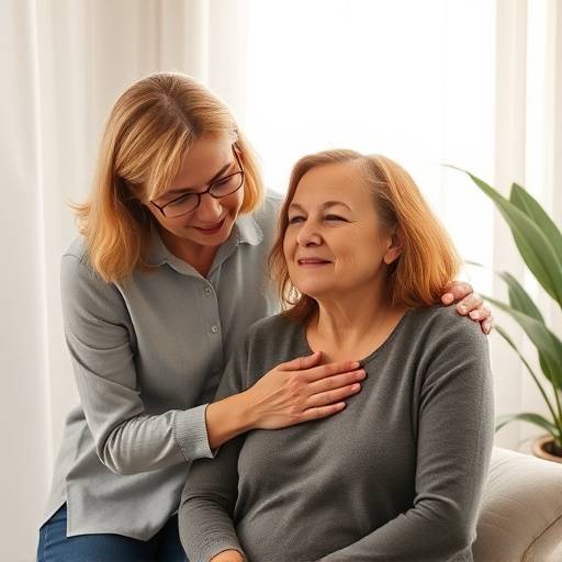 A therapist providing support to a client.